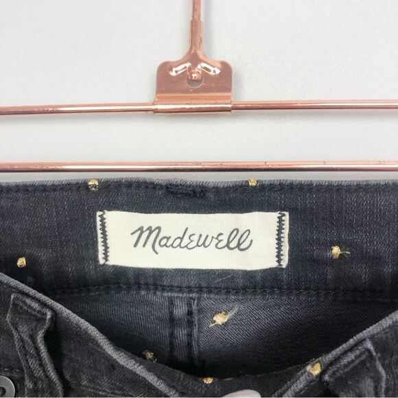 MADEWELL | 10” High Rise Skinny Jeans Black Gold Metallic Dot Women’s Size 24 - Picture 8 of 13
